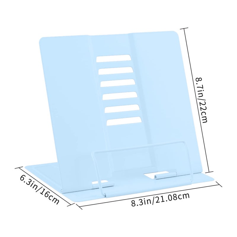 Honagu Metal Desk Book Holder  Adjustable Cookbook & Document Holder  Portable Bookstand for Music Books  Textbooks  Recipes  Tablets & iPads (Macaron Blue) - Image 4